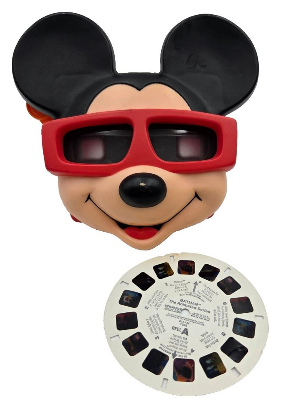Viewmaster Mickey Mouse Viewer Red Orange Lever View-Master Batman Reel Read